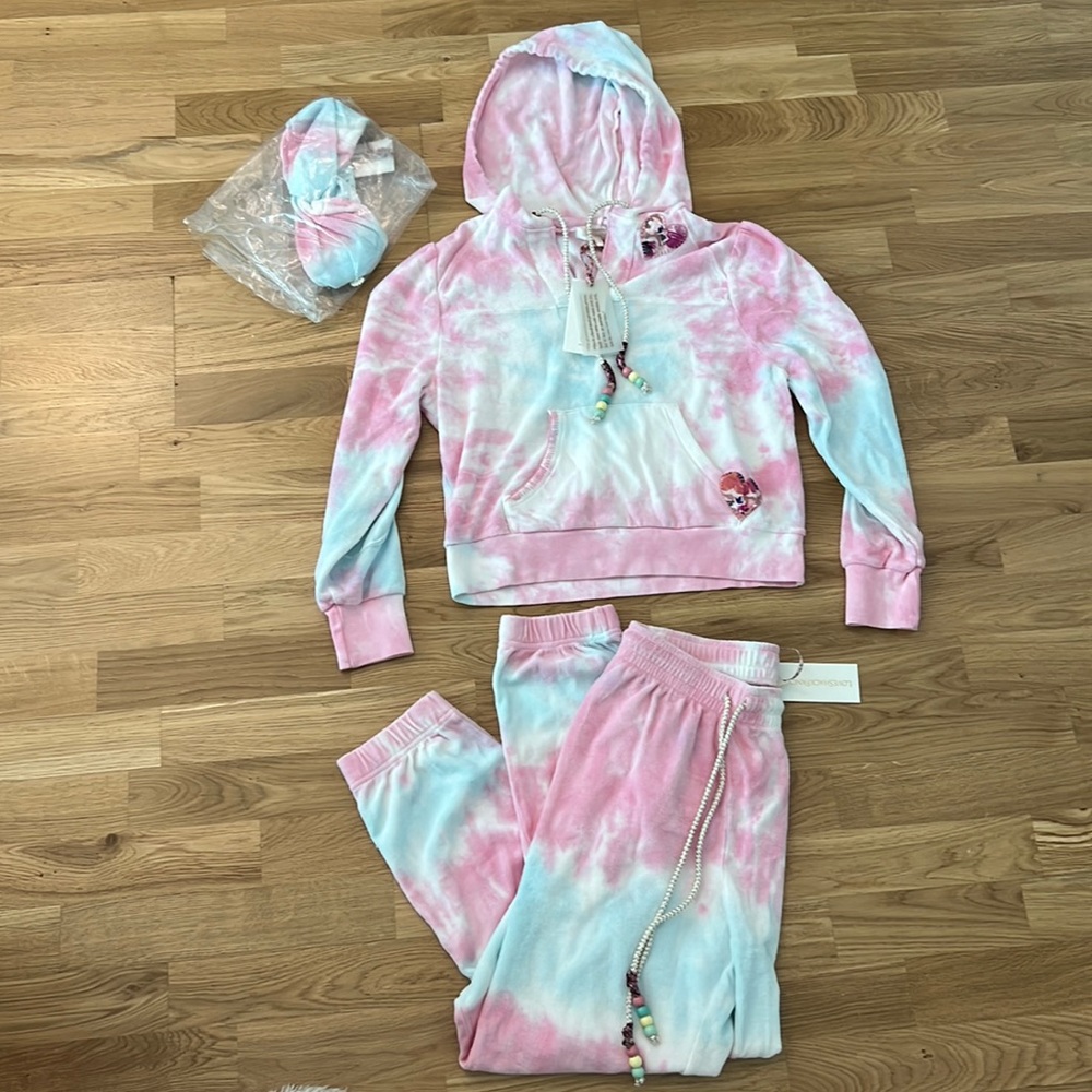 NWT Loveshackfancy hoodie, headband and sweatpants set
